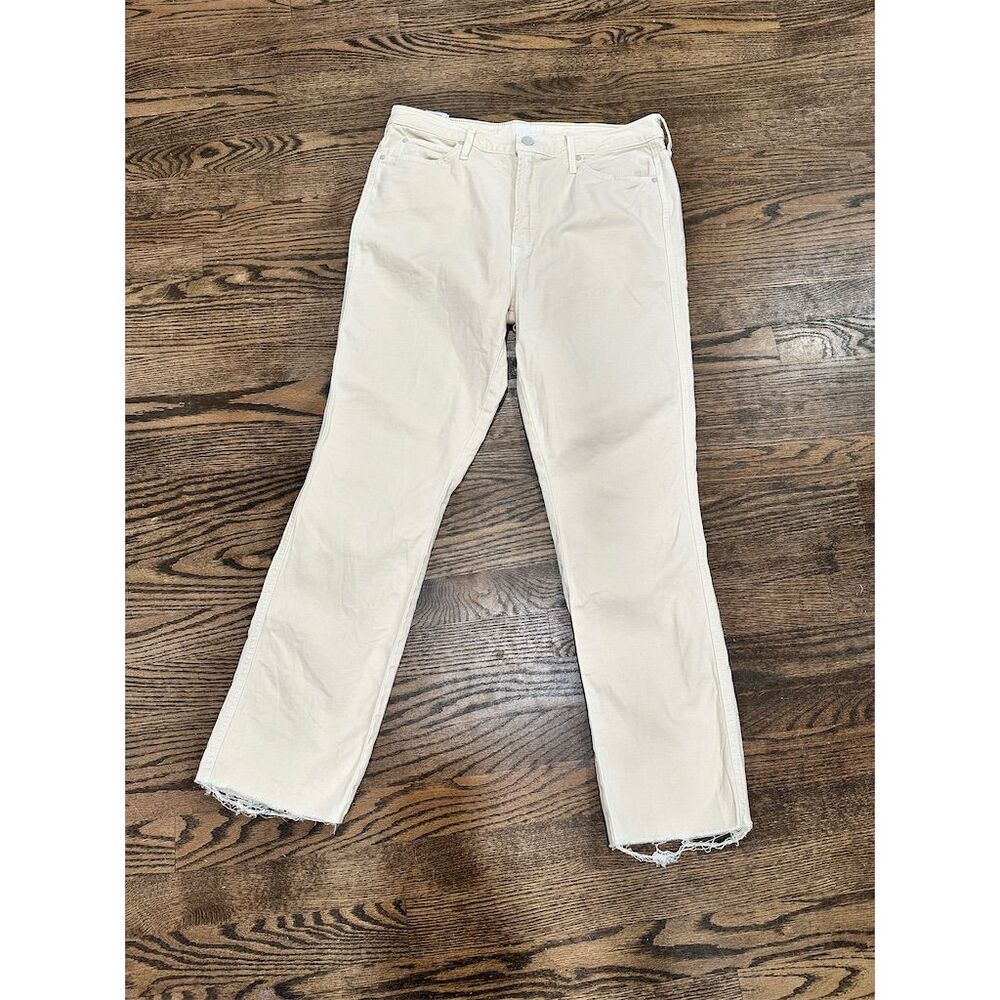 MOTHER Women's High Waisted Ankle Fray Jeans Beige Size 32 Chalk it‎ Up